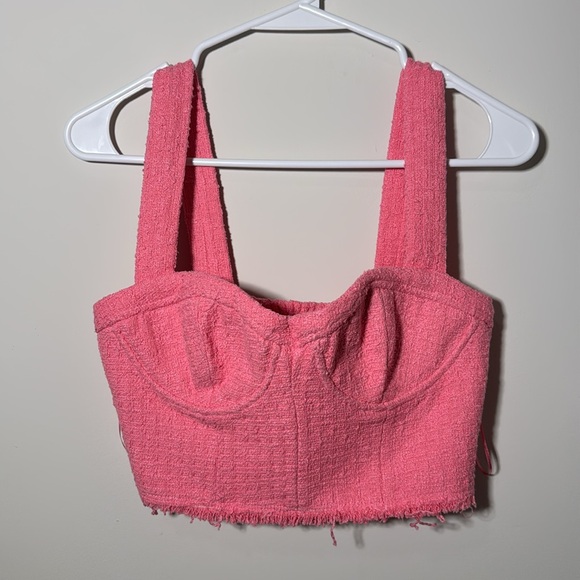 Zara Pink Bustier Tweed Crop Top - XS - Picture 2 of 4